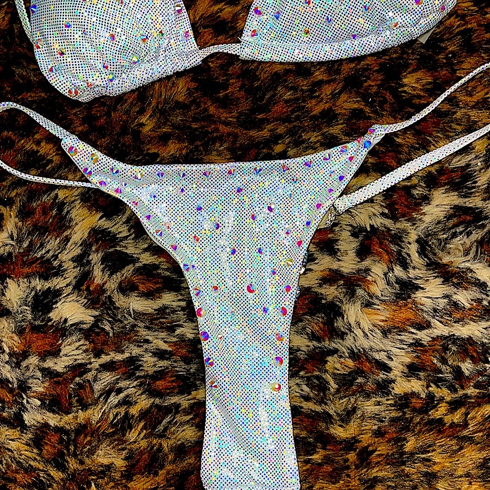 Metallic AB Sparkle Rhinestone Thong Bikini 👙✨✨ - Picture 6 of 7